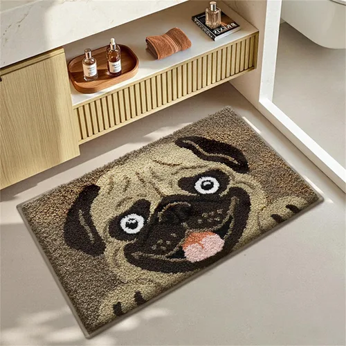 Vista 12 de Ankah Dog Series - Alfombra de baño de la colección de animales Shiba y Corgi, felpa suave y peluda, antideslizante, altamente absorbente, lavable a