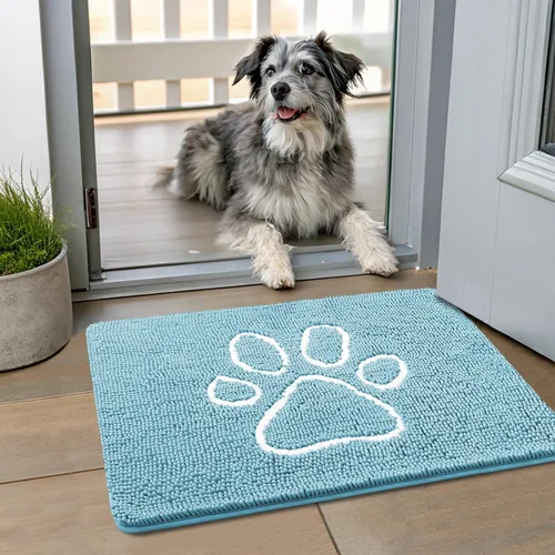 Vista 120 de Smiry Tapete para puerta de perro para patas fangosas, absorbente y Gris y negro