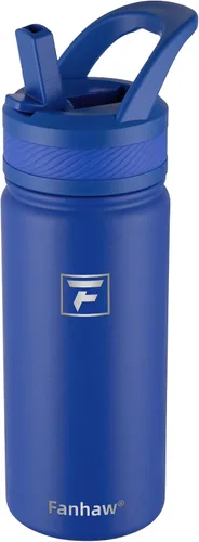 Vista 34 de Fanhaw Botella de Agua Aislada para Niños de 18 Oz con Tapa de Pajita – Acero Inoxidable de Doble Pared al Vacío, A Prueba de Fugas, Botellas