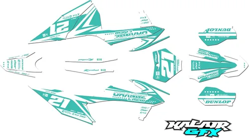 Vista 12 de Kit de gráficos para KTM Motocross de 2 tiempos 125 SX, 150 SX y 250 SX años 2019, 2020, 2021 y 2022 Orangecrew Series Cyan 16 Mil - Calcomanías