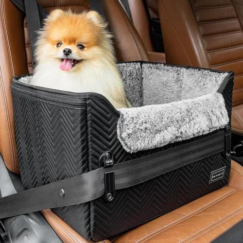 Vista 13 de PETSFIT - Asiento de automóvil impermeable, piel sintética, perros pequeños, hebillas seguras patentadas, correa de clip, cama transportadora