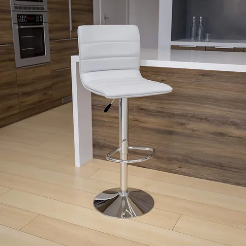 Vista 67 de Flash Funiture silla de bar ajustable con base cromada, Vinilo, Gris