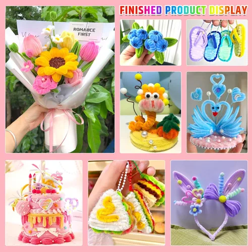 Vista 6 de Giwrmu 200 piezas 20 colores Limpiapipas para Manualidades, Limpiapipas Tallo de Chenilla, Palitos Difusos Suministros para Manualidades
