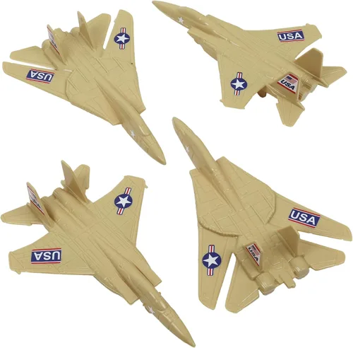 Vista 11 de TimMee Aviones de combate de plástico para hombres del ejército: 4 aviones negros – fabricados en EE. UU