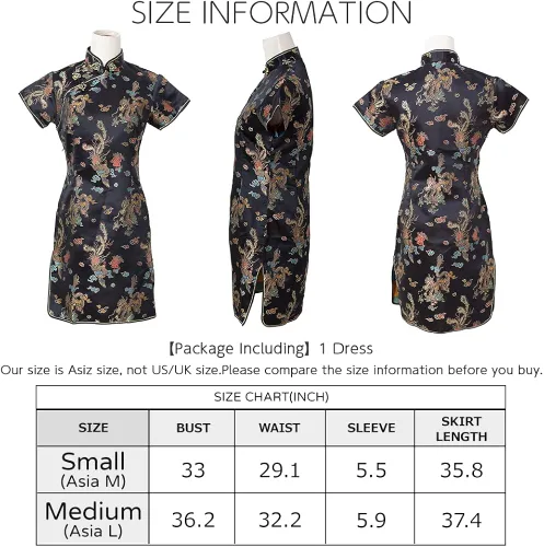 Vista 2 de Bright LELE - Vestido tradicional chino mini falda Qipao Cheongsam para Halloween, cosplay, fiesta de disfraces, jys021