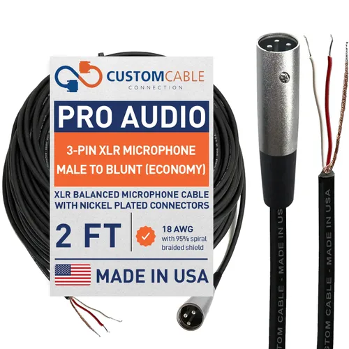 Vista 10 de 1 pie Custom Cable Connection Pro-Audio XLR Micrófono equilibrado hembra a Blunt 18 AWG Economy blindado Cable de instalación
