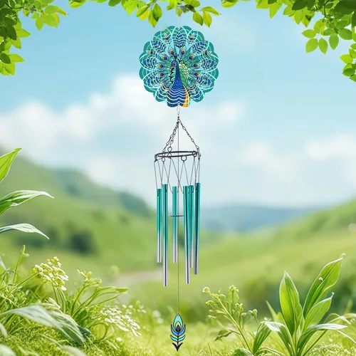 Vista 8 de Campanillas de viento con rotador de libélula, regalos para hombres, mujeres, jubilación, maestros, padres - decoración colgante para exteriores