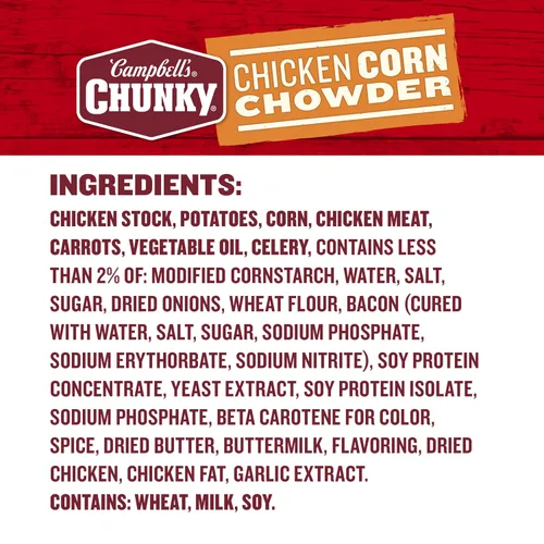 Vista 3 de Campbell's Sopa Chunky, Sopa Chowder de Pollo y Maíz, Lata de 18.8 Oz