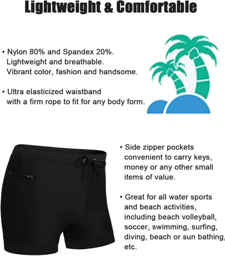 Vista 4 de COOFANDY Traje de baño para hombre con bolsillos con cremallera