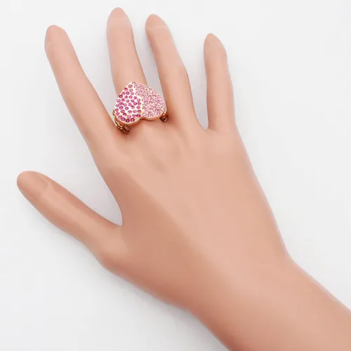 Vista 3 de Lavencious Anillos elásticos con diamantes de imitación en forma de corazón para mujer, talla 7-9