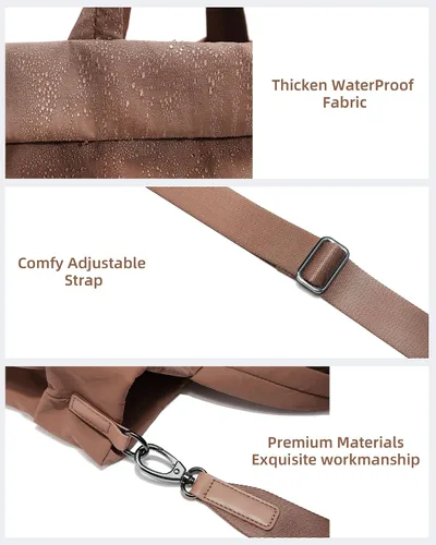 Vista 6 de FODOKO Hobo Crossbody Bags 2.0, 19L Totes Bolso grande con correas para mujer, múltiples bolsas de hombro de nailon para viajes gimnasio