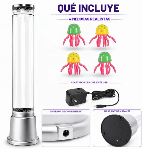 Vista 8 de Tubo de burbujas sensorial de lámpara de medusas, 6 LED que cambian de color, 1.9 pies Jellyfish