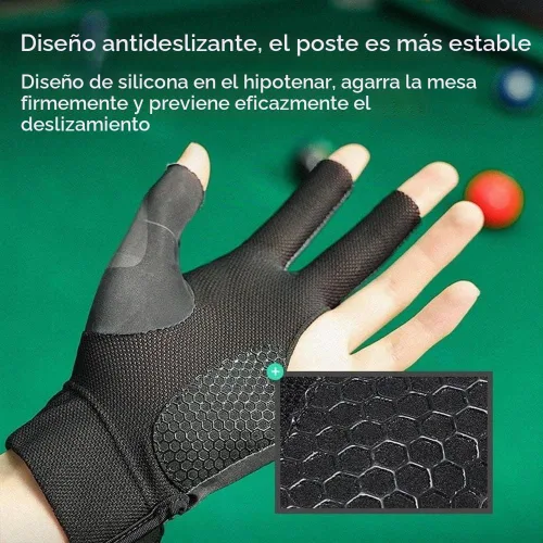 Vista 4 de Gofidin 2 guantes de piscina transpirables, de elastano, para mano izquierda, tres dedos, accesorios de entrenamiento de billar