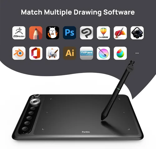 Vista 7 de Parblo Intangbo X7 Tableta de Dibujo 7.2x4.5 pulgadas Tabletas Gráficas, Tableta de Dibujo Digital con Interruptor de Modo, 6 Teclas Personalizadas