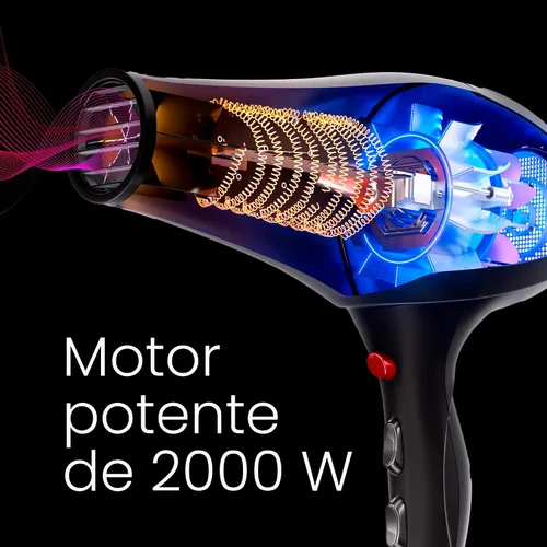 Vista 6 de TREZORO Secador de pelo profesional para mujer, secador de pelo iónico de 2000 W para salón y uso personal, potente, secado rápido y silencioso