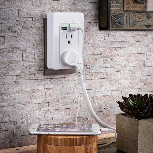 Vista 7 de CyberPower MP18HO007 Power Wall Tap, 2 tomacorrientes, 2 puertos de carga USB, paquete de 2 2 tomacorrientes, 2 puertos de carga USB, paquete de 2