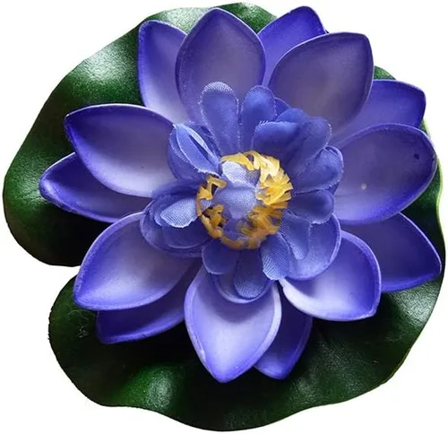 Vista 2 de 7 piezas de 3.9 pulgadas flor de loto artificial flor artificial piscina acuario decoración flor eterna flor artificial (azul)