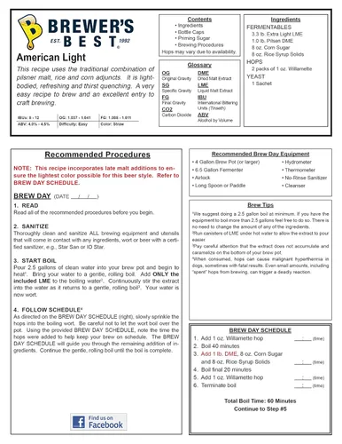 Vista 3 de Brewer"s Best BIK-1018 American Light Homebrew Kit de ingredientes de cerveza
