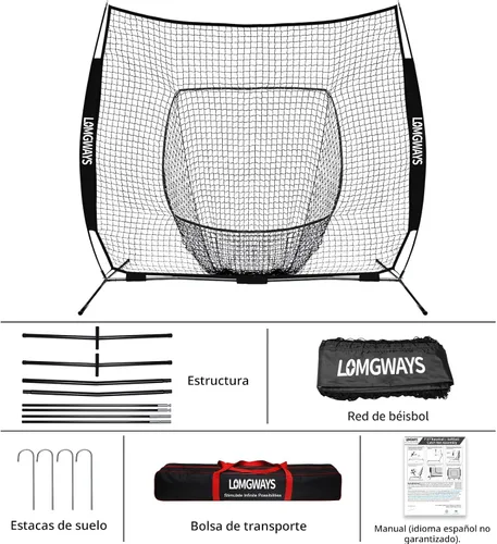 Vista 2 de 7x7ft/8x8ft Baseball Softball Net with Steel Frame for Batting, Hitting, Pitching, Portable Baseball Batting Net with Carry Bag, Great for All Levels