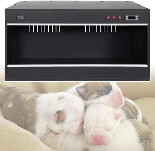 Vista 8 de Caja de incubadora de mascotas para gatos/perros, perrera de humedad visual, con ventilador de ventilación/lámpara de iluminación (beige)