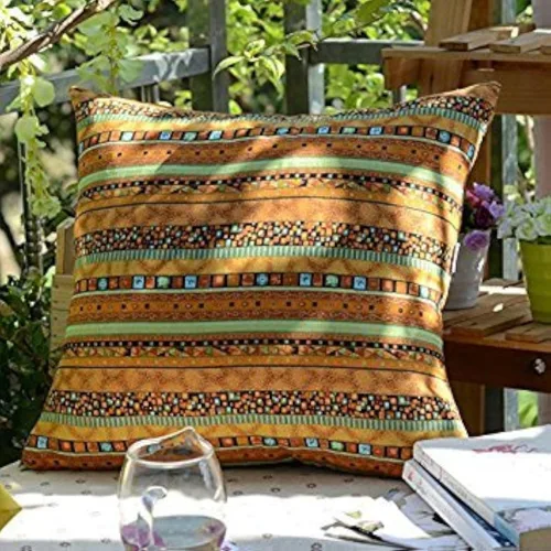 Vista 17 de TAOSON Funda de almohada de lino de mezcla de algodón antiguo con rayas verdes, estilo bohemio, funda de almohada con cierre de cremallera oculta