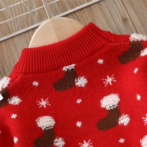 Vista 7 de Boys Girls Cartoon Crewneck Sweater Pullover Tops Christmas Fall Winter Knit Clothes for 1 to 6Y