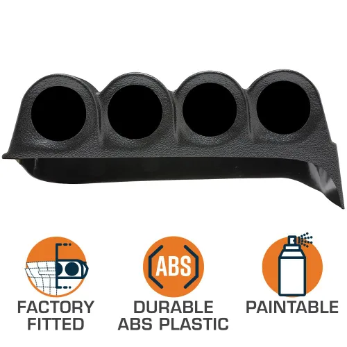 Vista 3 de GlowShift Medidor de tablero cuádruple negro compatible con Dodge Ram First Generation Cummins 1986-1993 – Plástico ABS – Soportes (4) medidores