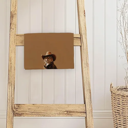 Vista 6 de Divertidas toallas de cocina de gato de vaquero occidental, regalos para amantes de los gatos para mujeres y hombres, paños de cocina de mano