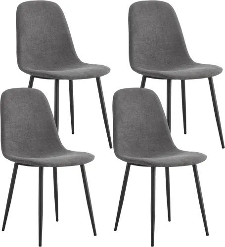 Vista 6 de gopop Juego de 4 sillas de comedor, modernas sillas de comedor de cocina, sillas laterales tapizadas para comedor en piel sintética, respaldos