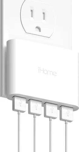 Vista 10 de iHome Cargador de pared USB delgado de 2 puertos, adaptador plano del enchufe del viaje del multipuerto Dual USB-A ports, 2.4A Rapid Charge