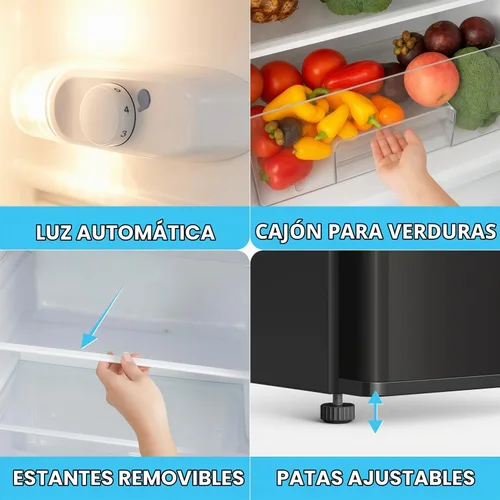 Vista 5 de Simpli-Magic Refrigerador de 10 pies cúbicos con congelador – Refrigerador compacto de doble puerta para oficina, dormitorio, garaje – Termostato