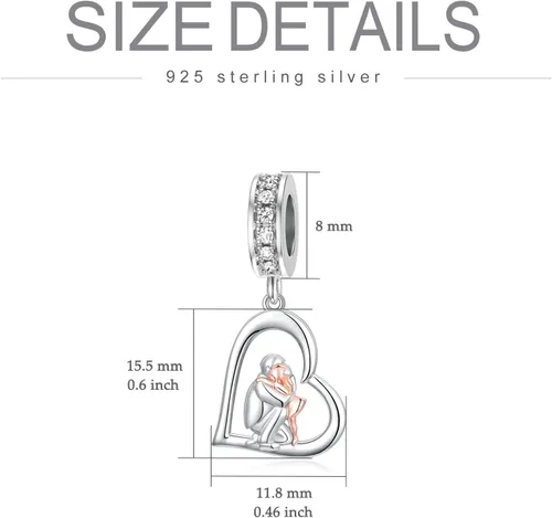 Vista 146 de PROESS Dije para padre, madre e hija, pulsera de plata de ley para pulseras, regalos de cumpleaños, día de San Valentín, para hija, madre, amante