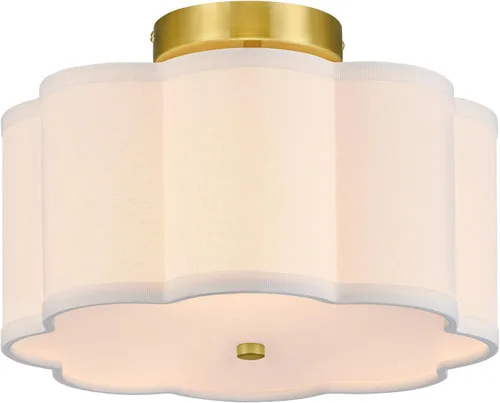 Vista 11 de VONLUCE Lámpara de techo semiempotrada de 12.6 pulgadas, moderna lámpara de techo de 3 luces con pantalla en forma de pétalos blancos, 3 enchufes