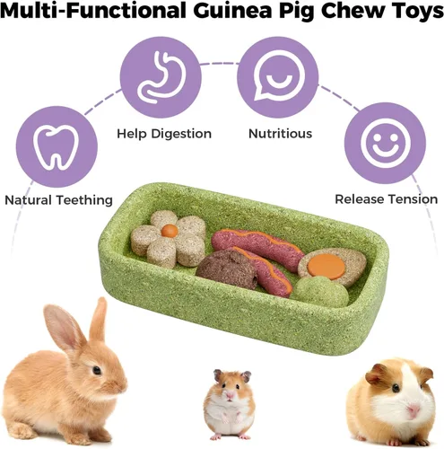 Vista 10 de mini&moe Juguetes masticables de hámster para dientes – Cuinea Pig, masticables y golosinas naturales para enriquecimiento de hámsters, mejoran