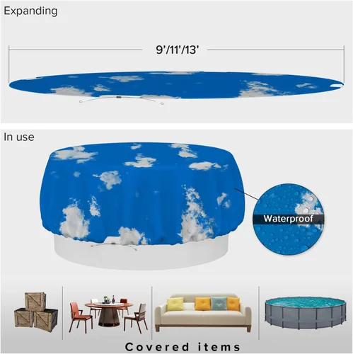 Vista 30 de Fundas para muebles de patio, impermeables, resistentes a los rayos UV, resistentes a los rayos UV, para exteriores, mesa redonda y rectangular
