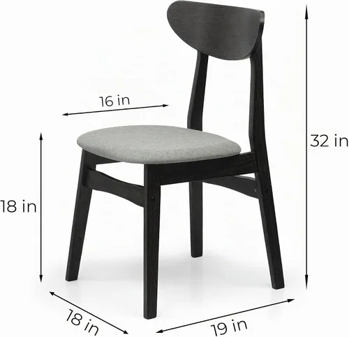 Vista 5 de Juego de 3 mesas redondas de cocina y 2 sillas laterales Yumiko de madera maciza con asiento acolchado