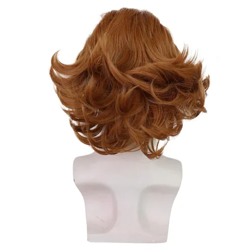 Vista 6 de HUNIGIR Peluca calva de jengibre, peluca calva, peluca de color naranja oscuro, peluca corta y esponjosa, peluca de disfraz de cosplay para hombre