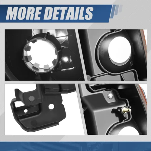 Vista 5 de Auto Dynasty Conjunto de faros delanteros compatible con Ford Bronco F-150 F-250 F-350 1987-1991, reemplazo de faros halógenos del lado