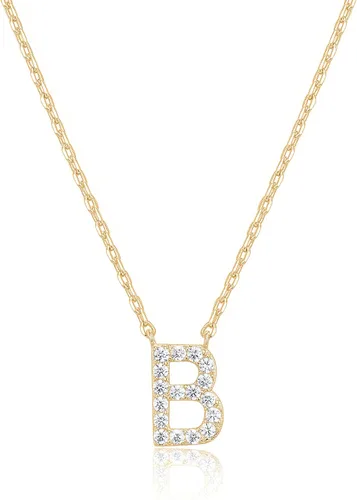 Vista 32 de PAVOI 14K White Gold Plated Cubic Zirconia Initial Necklace Letter Dainty Necklaces for Women