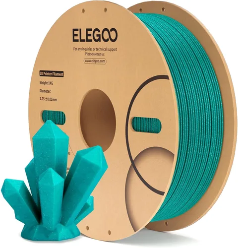 Vista 30 de ELEGOO - Filamento PLA de 1.75 mm (4/64 pulgadas), negro brillante, 2.20 libras, para impresora 3D con brillo centelleante, precisión dimensional