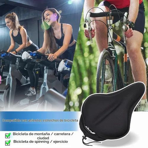 Vista 7 de Cojín de gel grueso y ancho para asiento de bicicleta con funda impermeable - Cómodo cojín de silicona de espuma viscoelástica para asiento