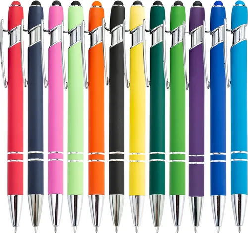 Vista 4 de Bolígrafos personalizados (paquete de 12) – Bolígrafos de metal grabados personalizados con nombre/logotipo, bolígrafos personalizados a granel