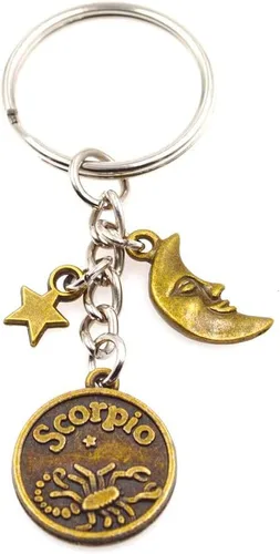 Vista 4 de It's All About...You! Bronze Zodiac Sign Moon & Star Keychain Horoscope Constellations Astrological 12 Signs