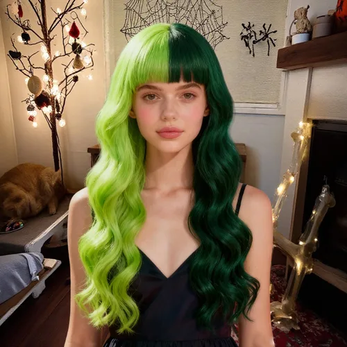 Vista 11 de Pelucas de cabello ondulado rojo con flequillo, transpirable, resistente al calor, pelo de fibra sintética, largo de 24 pulgadas rizado, marrón 99J