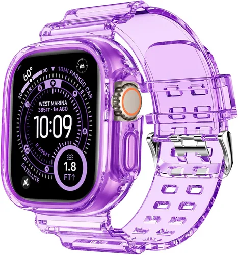 Vista 59 de DABAOZA Compatible con correa transparente de Apple Watch de 1.772 in y Purpurina transparente.