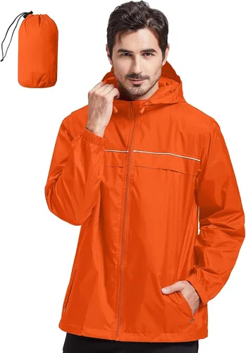 Vista 22 de SWISSWELL Chaqueta impermeable para hombre, rompevientos, ligera con capucha para uso diario casual
