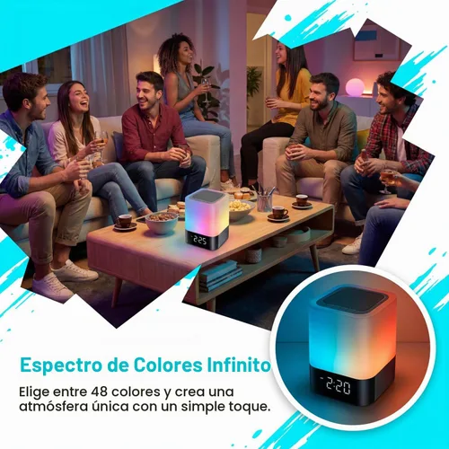 Vista 6 de Gallstep Luces nocturnas Altavoz Bluetooth, despertador, altavoces Bluetooth, sensor táctil, lámpara de noche regulable multicolor cambiante