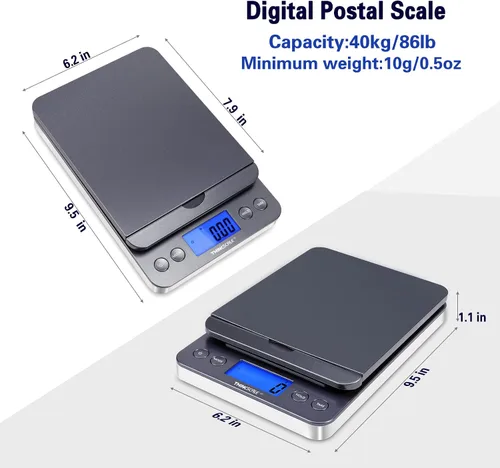 Vista 6 de THINKSCALE Báscula de envío, escala postal de 86 lb/0.1 oz con sujeción y tara, báscula para paquetes, pantalla LCD, escala de franqueo, báscula