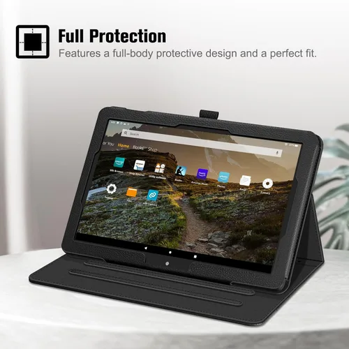 Vista 8 de Fintie Funda para tableta Amazon Fire HD 10 (13ª/11ª generación, versión 2023/2021) – Funda de soporte multiángulo con bolsillo de encendido y Negro