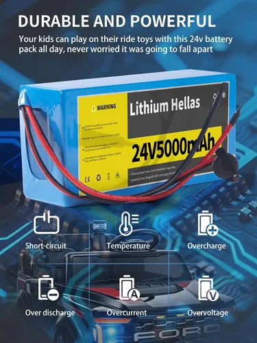 Vista 4 de Paquete de 2 baterías de litio de 24 V 5 Ah con cargador de 29.4 V 1 A, batería recargable de 24 V para niños, juguetes y proyectos de bricolaje